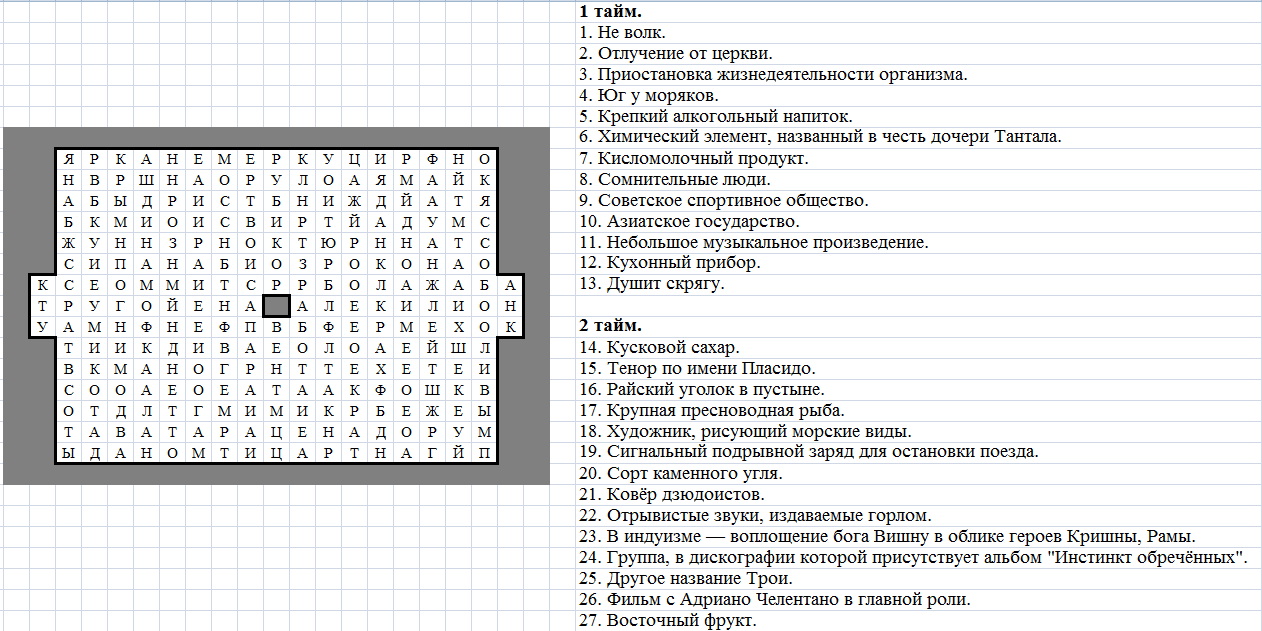 Стенка между каютами кроссворд